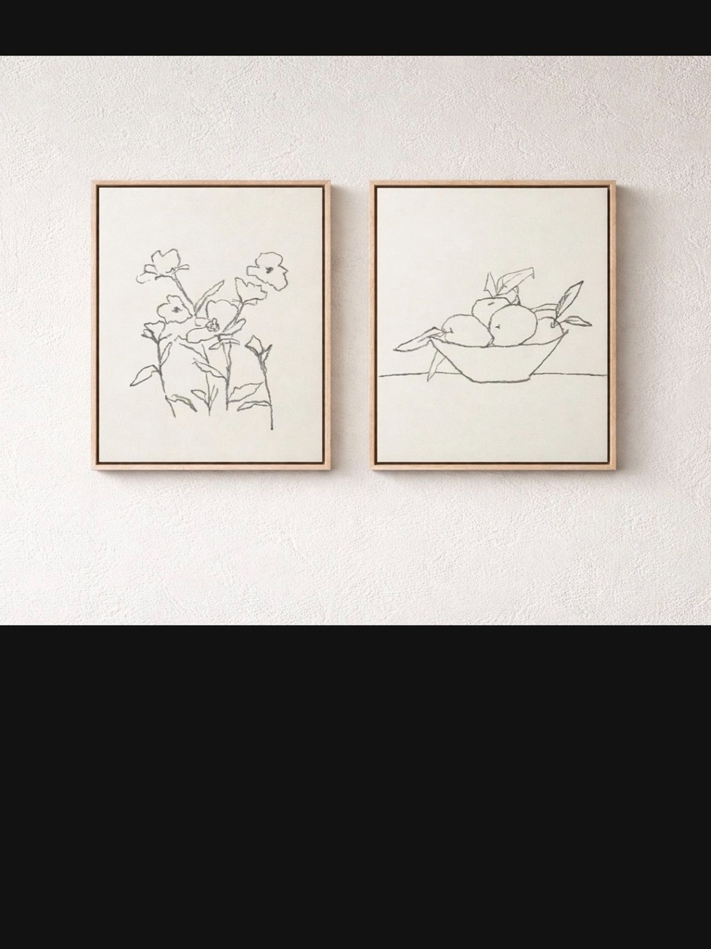Threshold Minimal Line Art Floral and Fruit Wall Art Set - Neutral